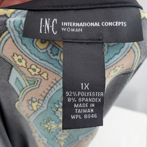 I-N-C International Concepts Woman black and teal tunic top 1X - Picture 3 of 12